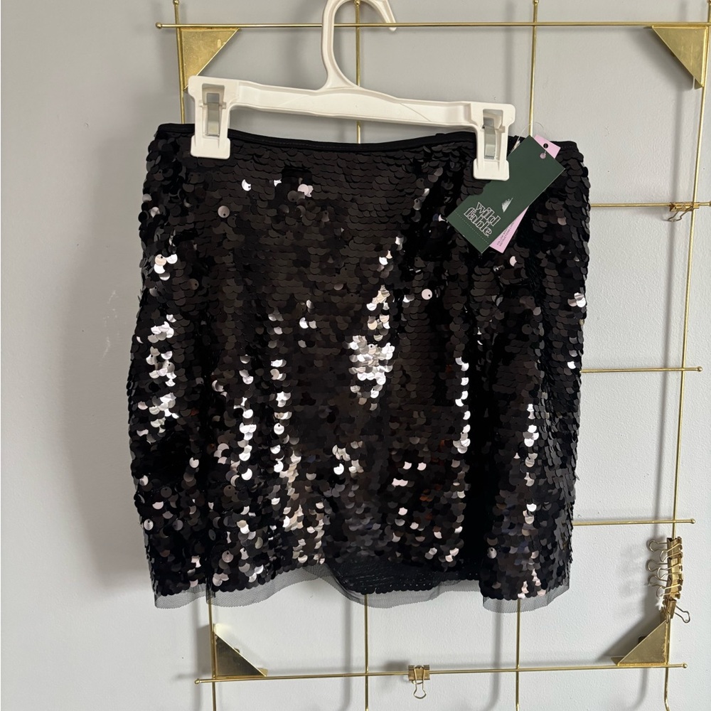 Wild Fable Black Sequin Mini Skirt